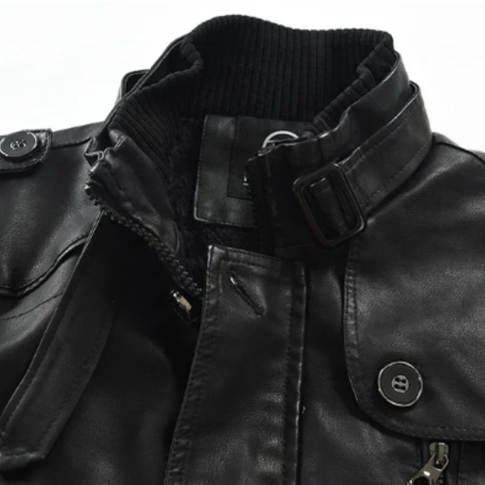 Lange Bikerjack in Elegante Leer