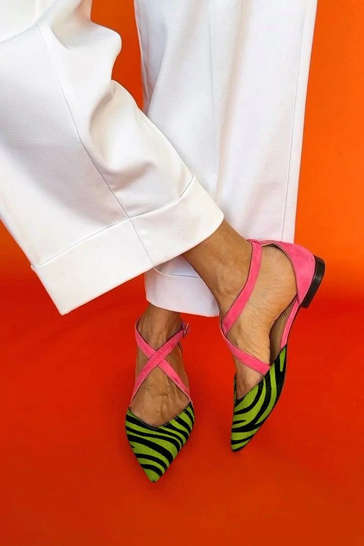 LUCREZIA | Elegante ballerina's met zebradetails en glamoureuze roze bandjes