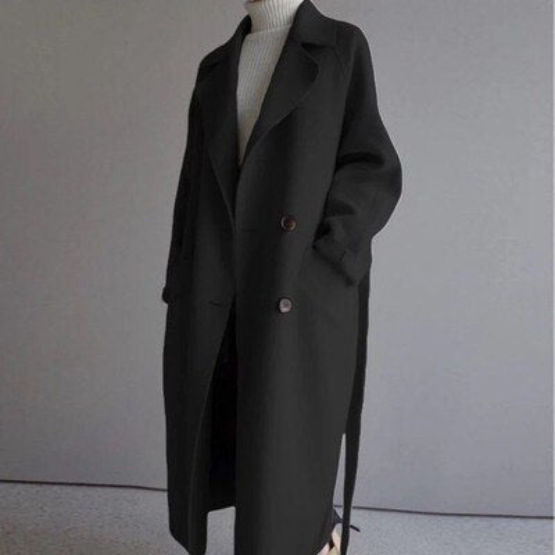 Elisabetta | Elegante lange jas in warme wolmix