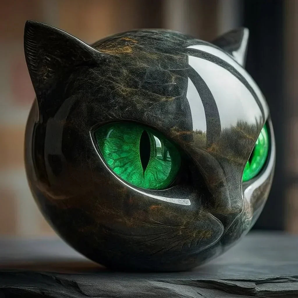 Koelman - Mystieke Zwarte Kattenkop Sculptuur