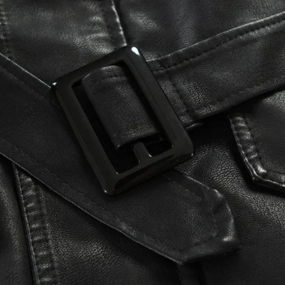 Lange Bikerjack in Elegante Leer