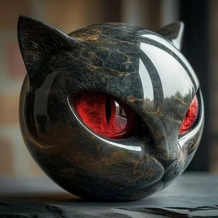 Koelman - Mystieke Zwarte Kattenkop Sculptuur
