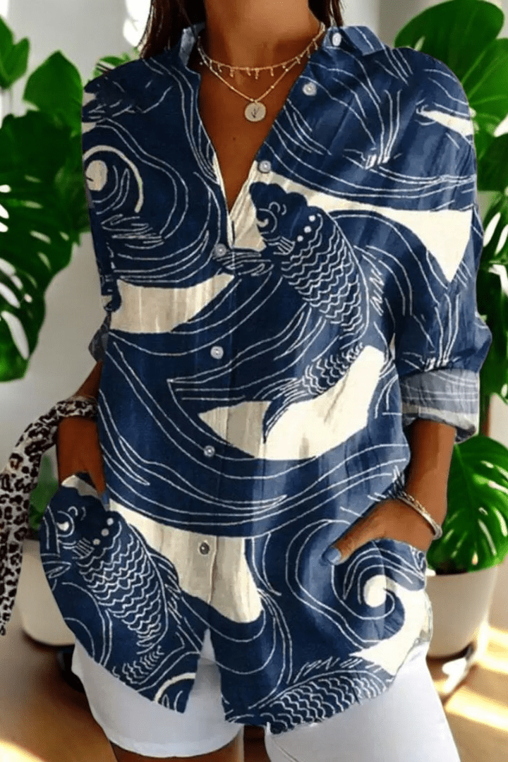 Midnight Koi β Bloemenblouse