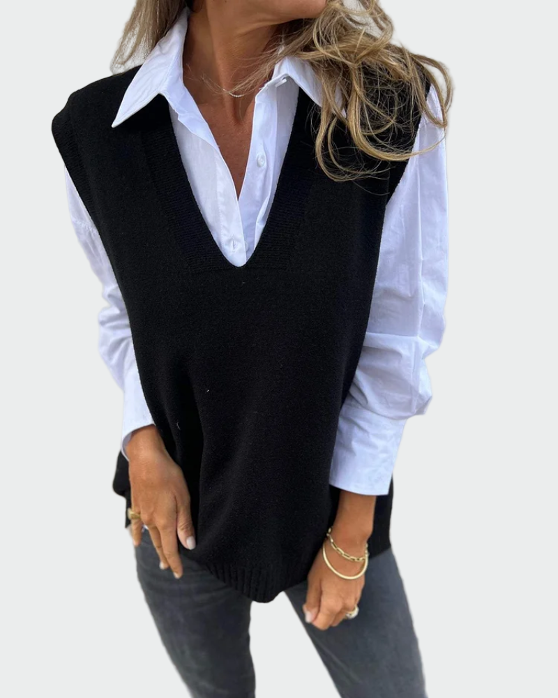 Mouwloos gebreid vest