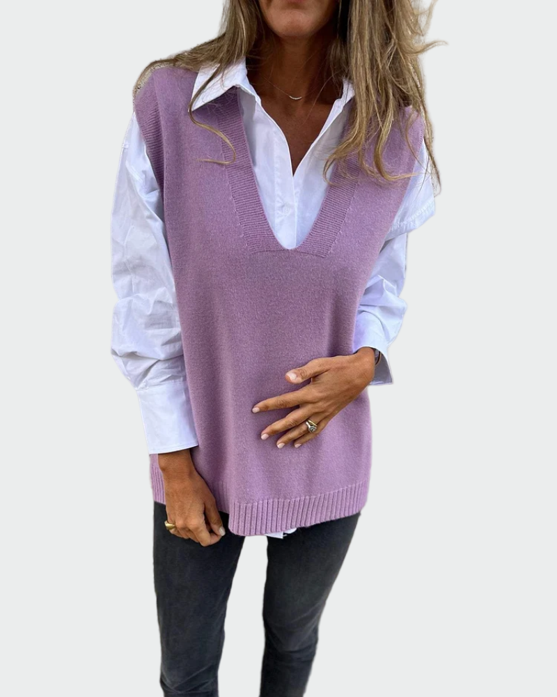 Mouwloos gebreid vest