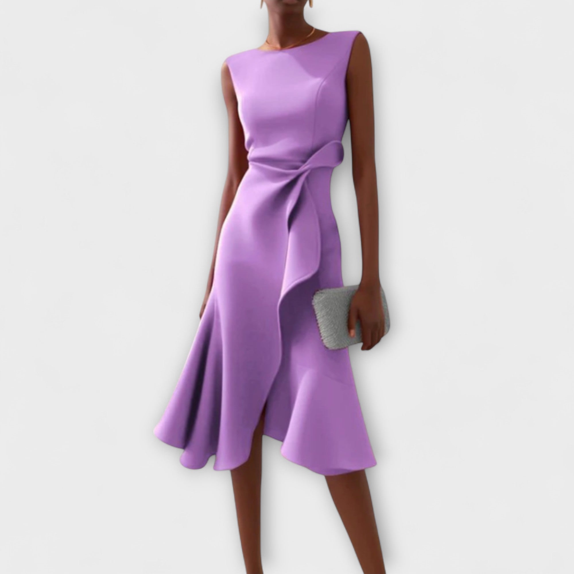 Ariane | Asymmetrische midi-jurk met elegante plooien