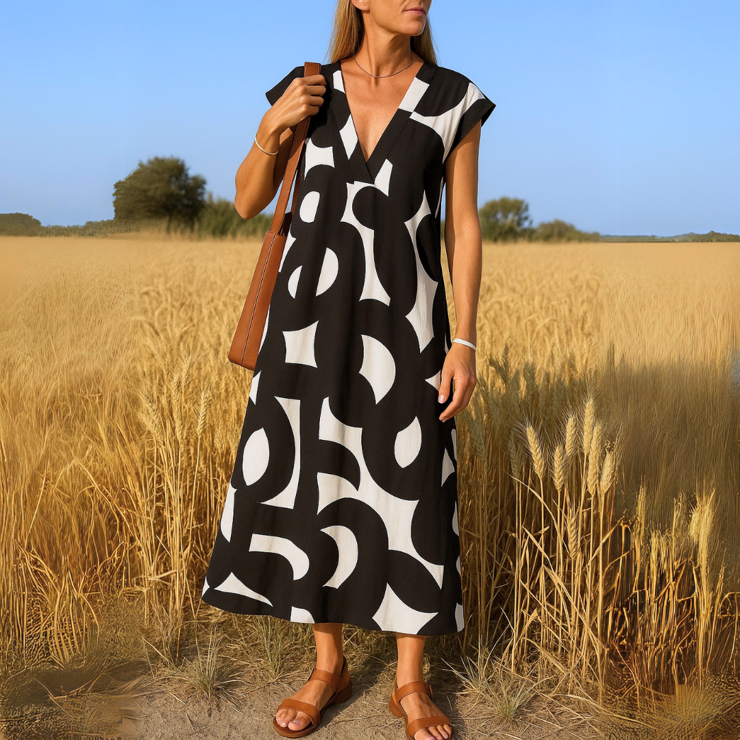 Valerie™ | Soepele V-Hals Jurk – Licht, Elegant en Altijd Flatterend