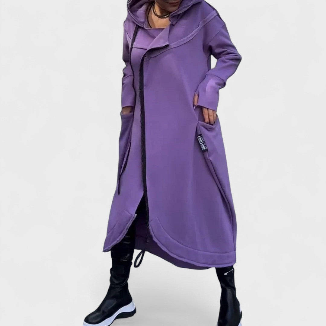 Mana - Lange hoodie met rits in licht en ademend materiaal