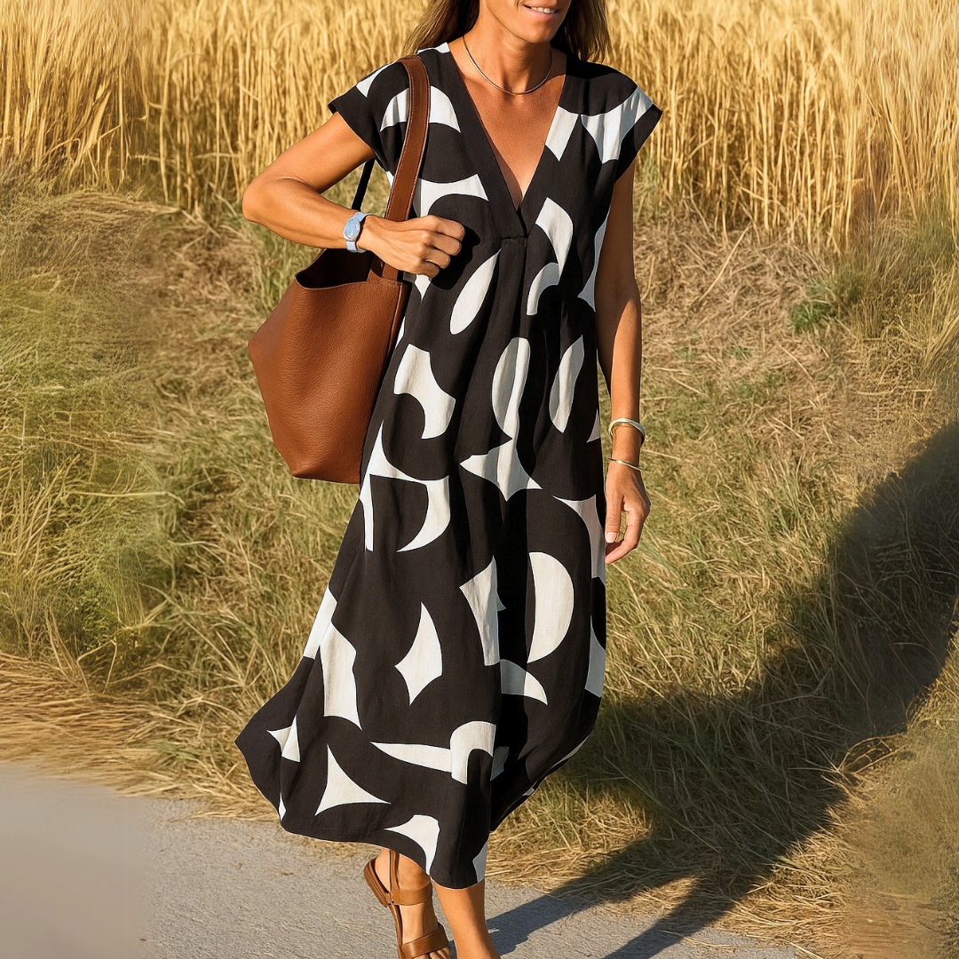 Valerie™ | Soepele V-Hals Jurk – Licht, Elegant en Altijd Flatterend