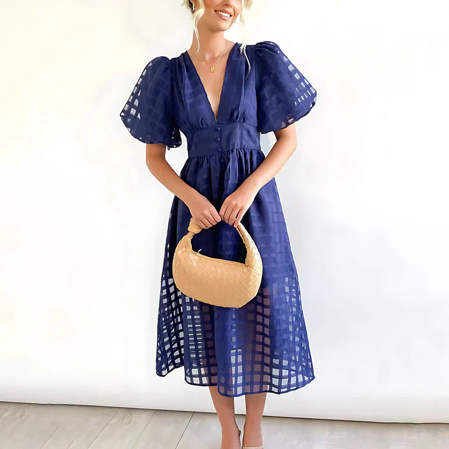 Cindy™ | Klassieke Midi Jurk met Ballonmouwen