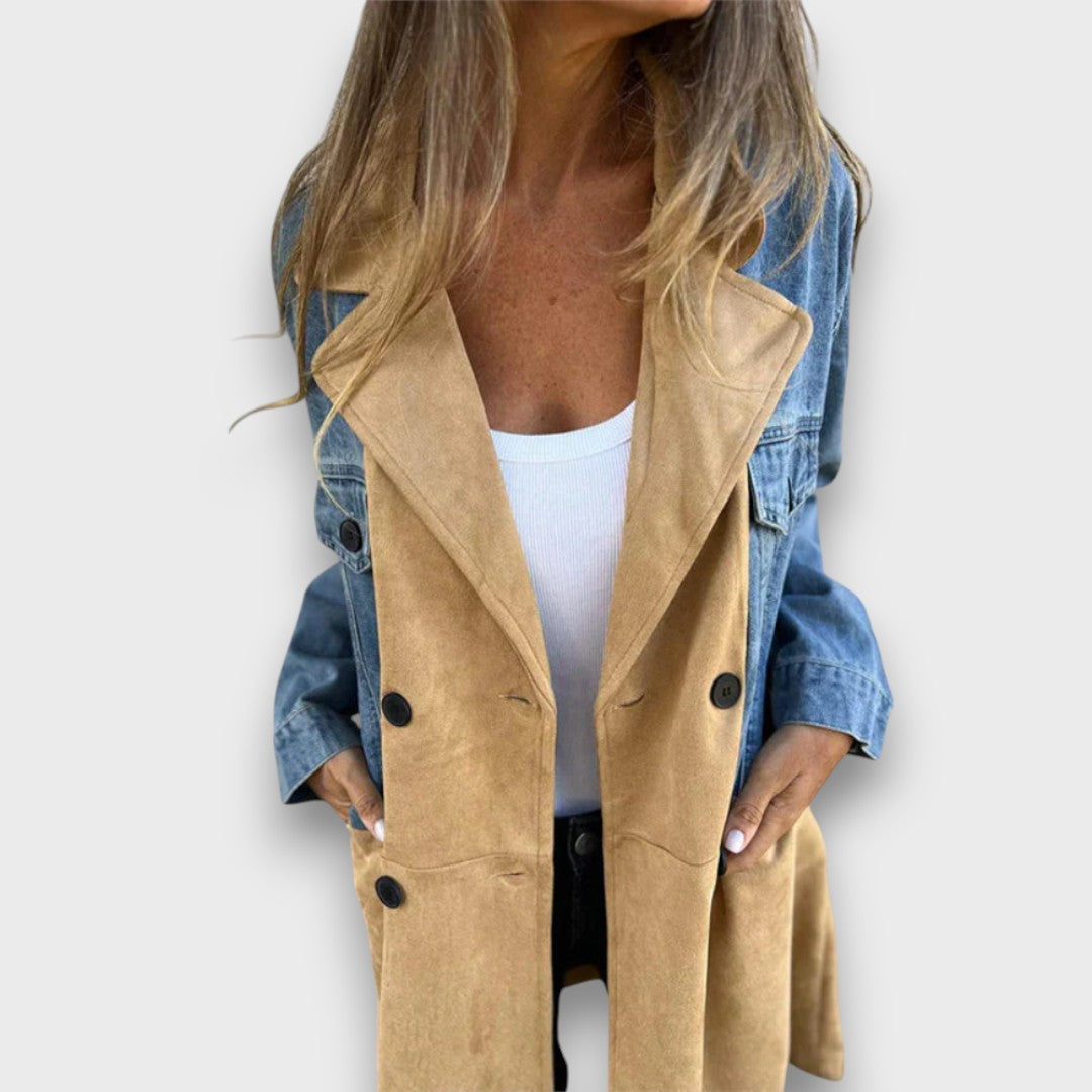 Ariana – Denim en Faux Suède Jas