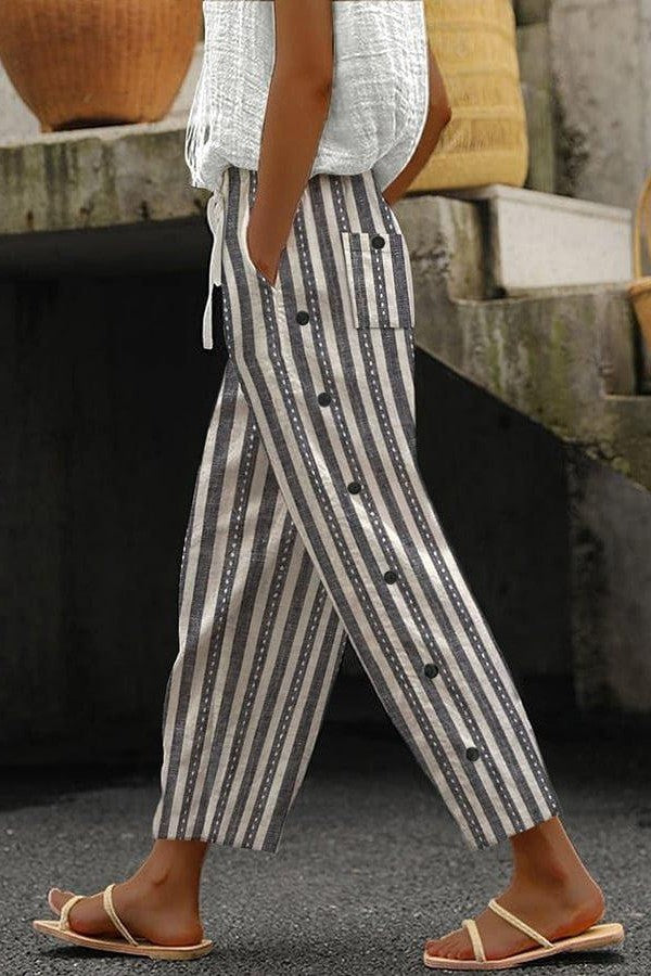 Lara – Grijze Gestreepte Broek