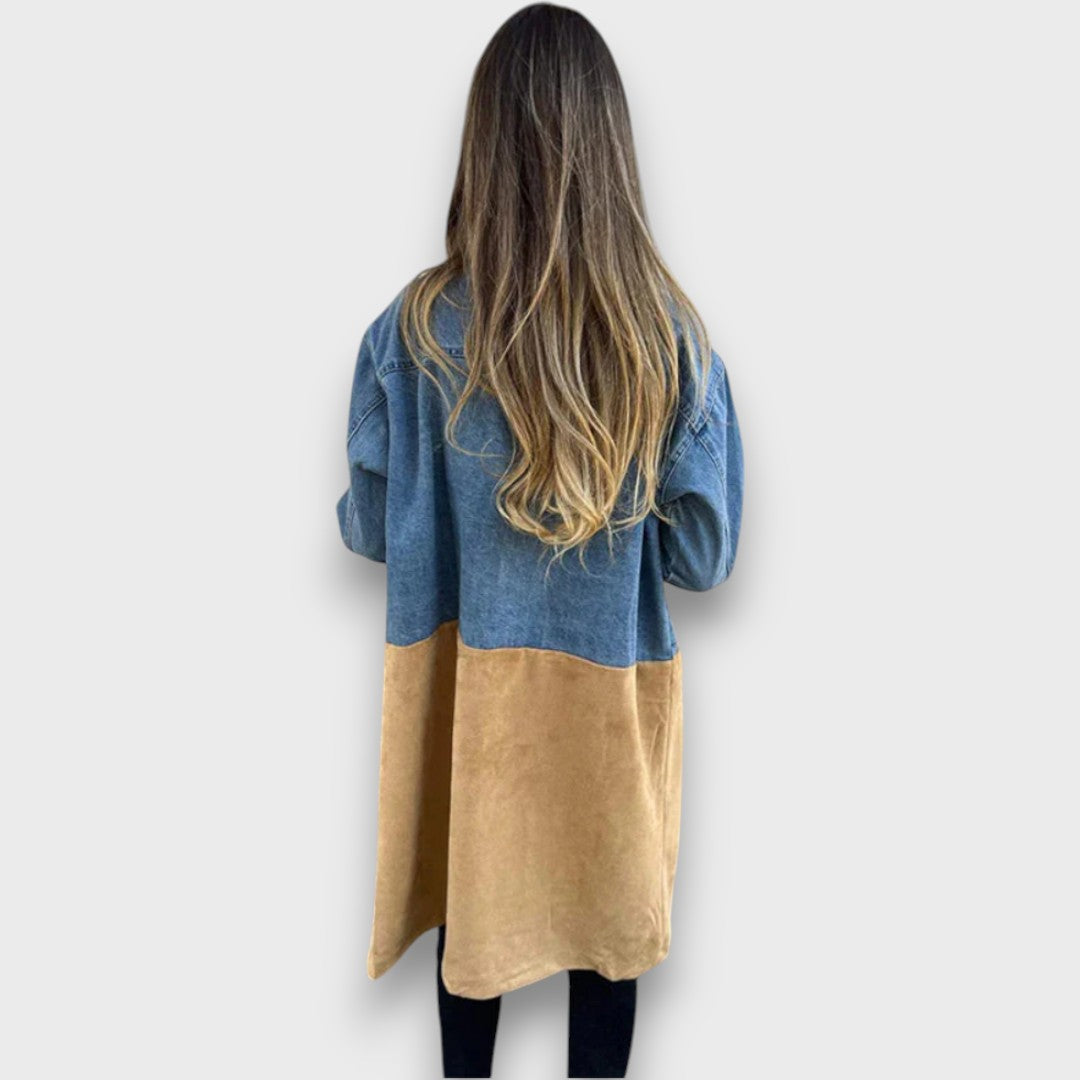 Ariana – Denim en Faux Suède Jas