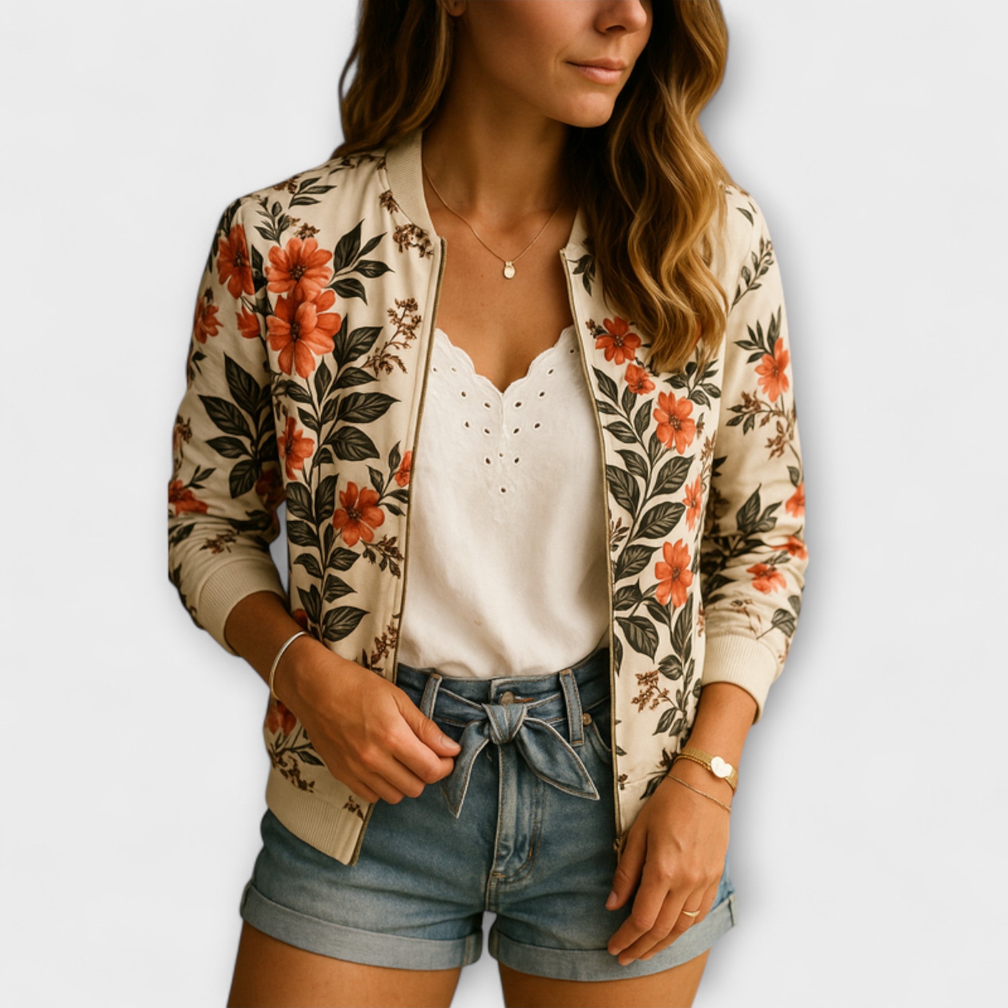 Kaelin - Elegante bomberjack met bloemen