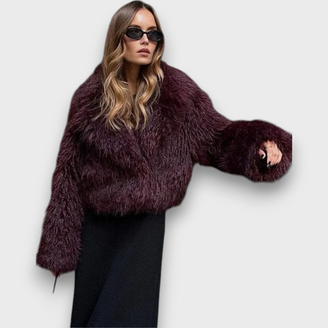 Mile – Luxe ecologische bont in een diepe bordeaux kleur