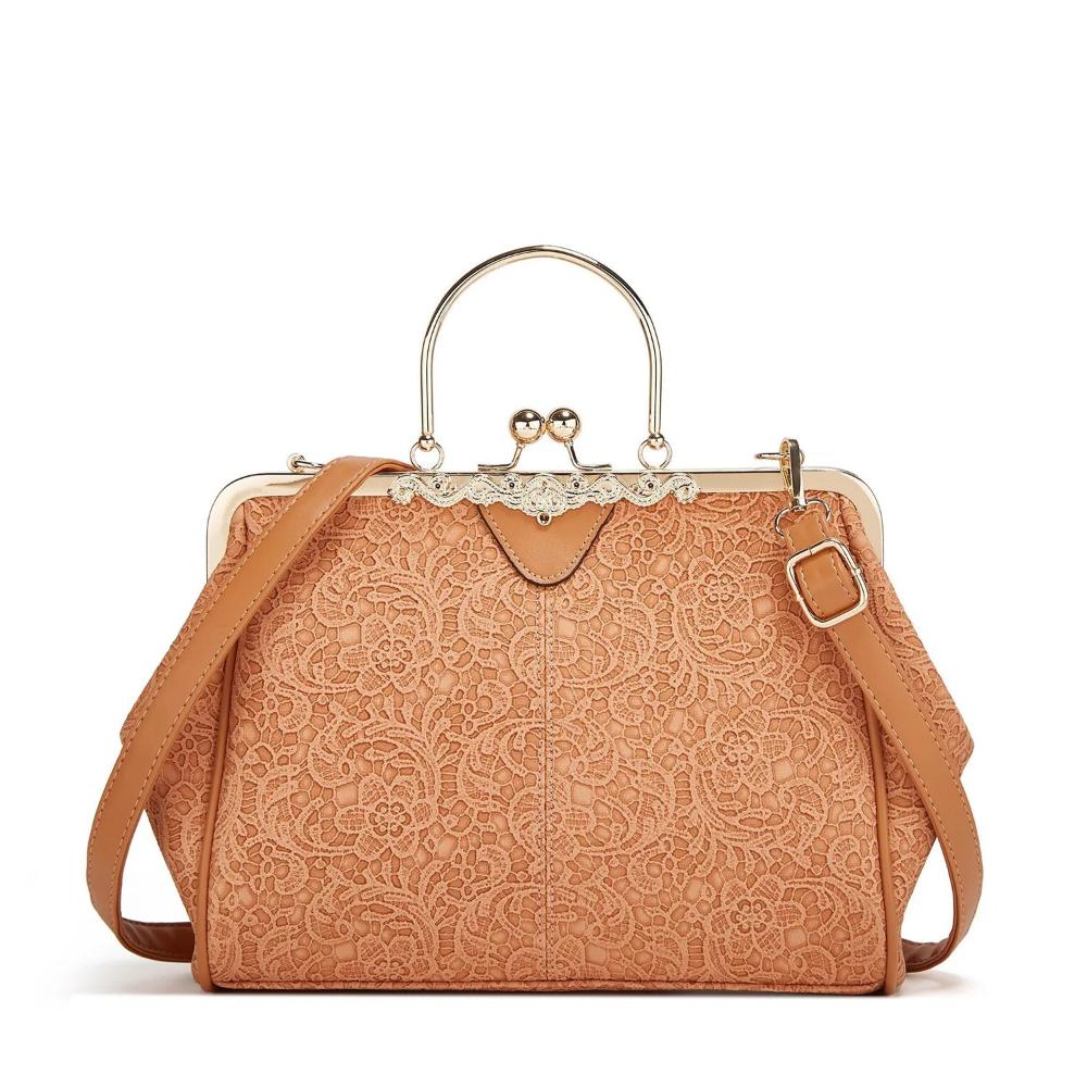 Vintage handtas met kissing sluiting