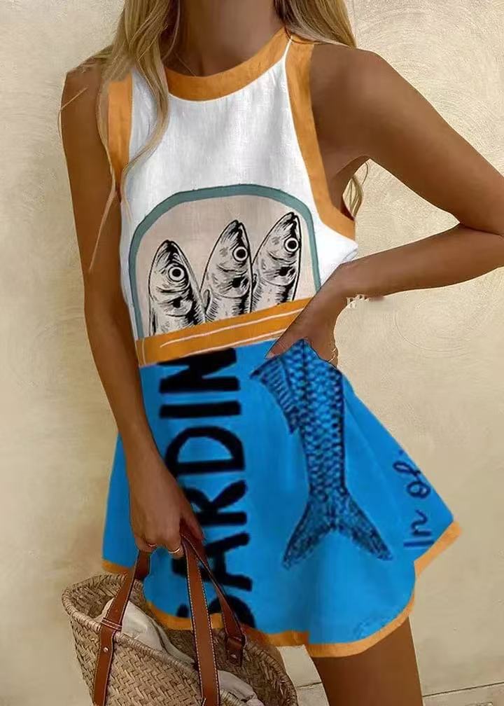 Giorgia™ | Minidress met Blauwe Print