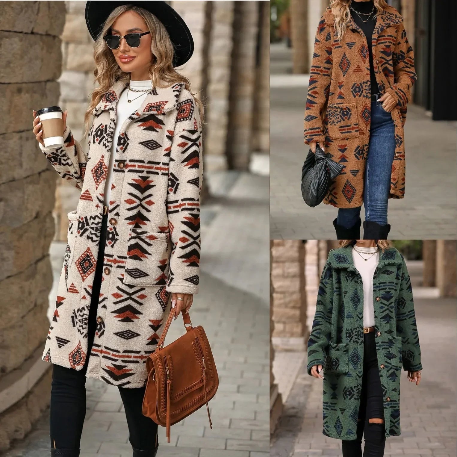 Juliette | Lange overjas met enkele knoopsluiting en print