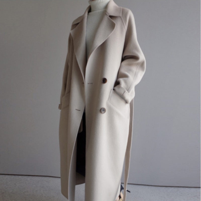 Elisabetta | Elegante lange jas in warme wolmix