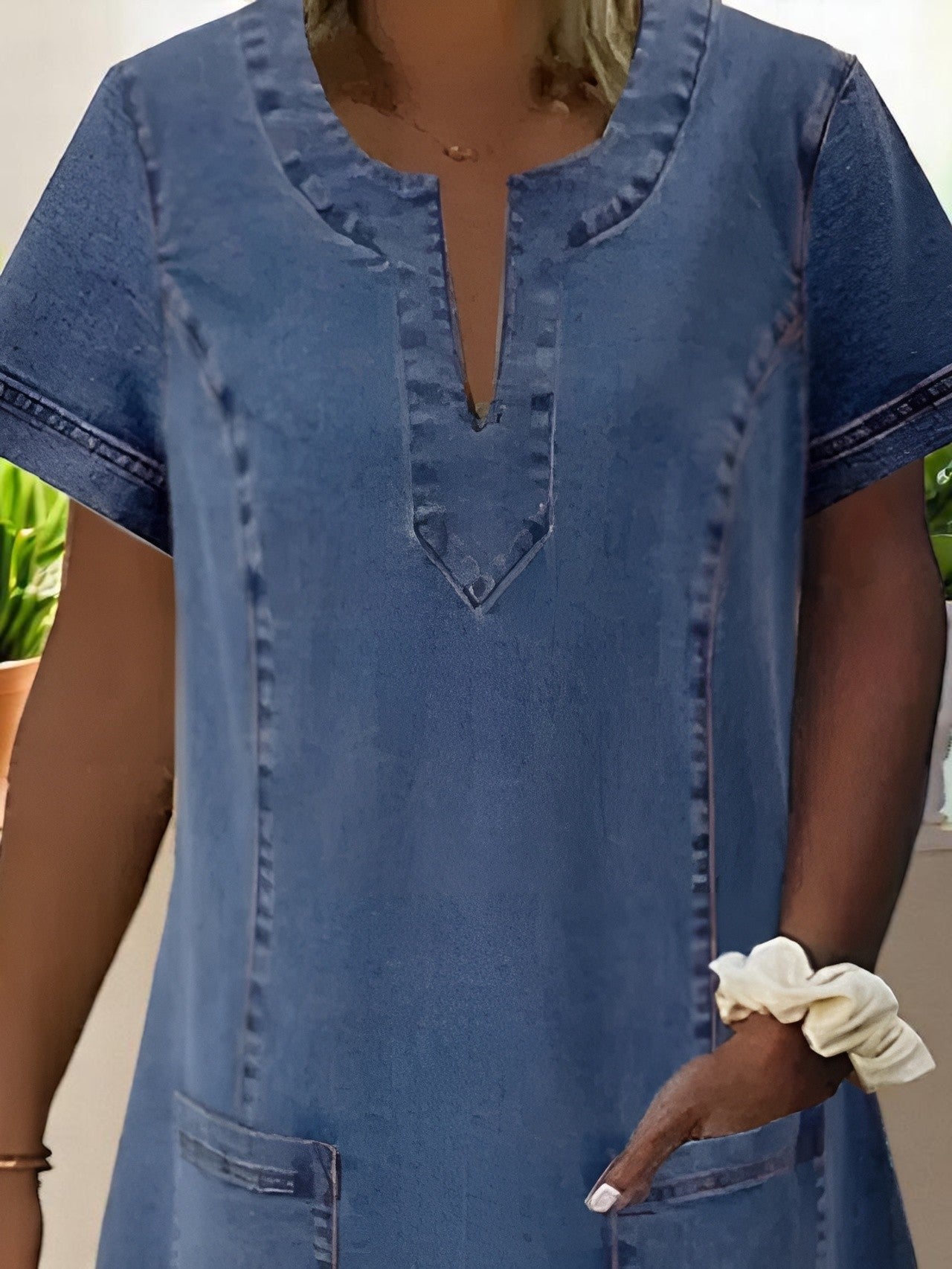 Julia™ | Zachte Denim Jurk met Voorzakken – Tijdloos & Comfortabel Voor Elke Dag