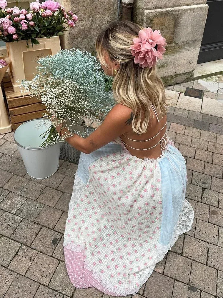 Viviana™ | Patchwork Jurk met Schouderbanden