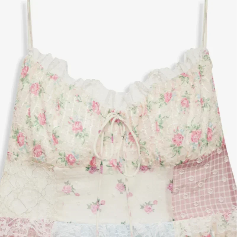 Viviana™ | Patchwork Jurk met Schouderbanden