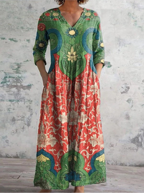Koelman | Maxi jurk met vintage bloemenprint