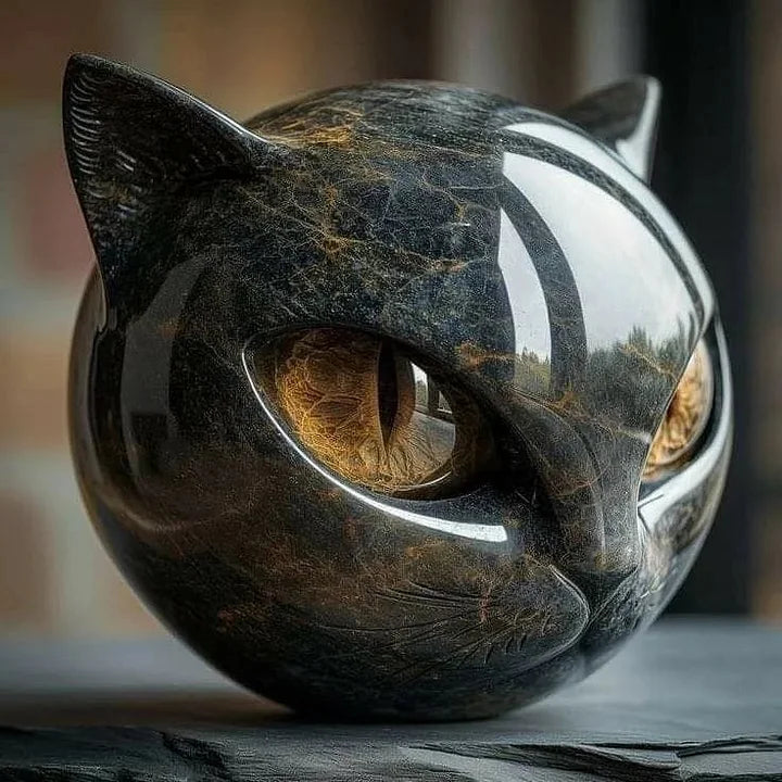 Koelman - Mystieke Zwarte Kattenkop Sculptuur