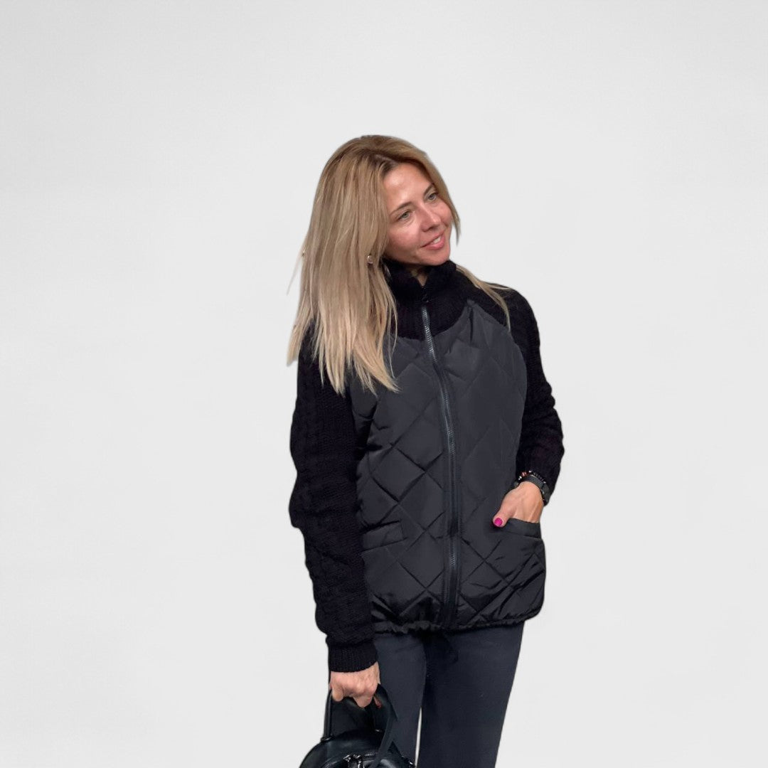 Nora - Dames patchwork gebreide jas