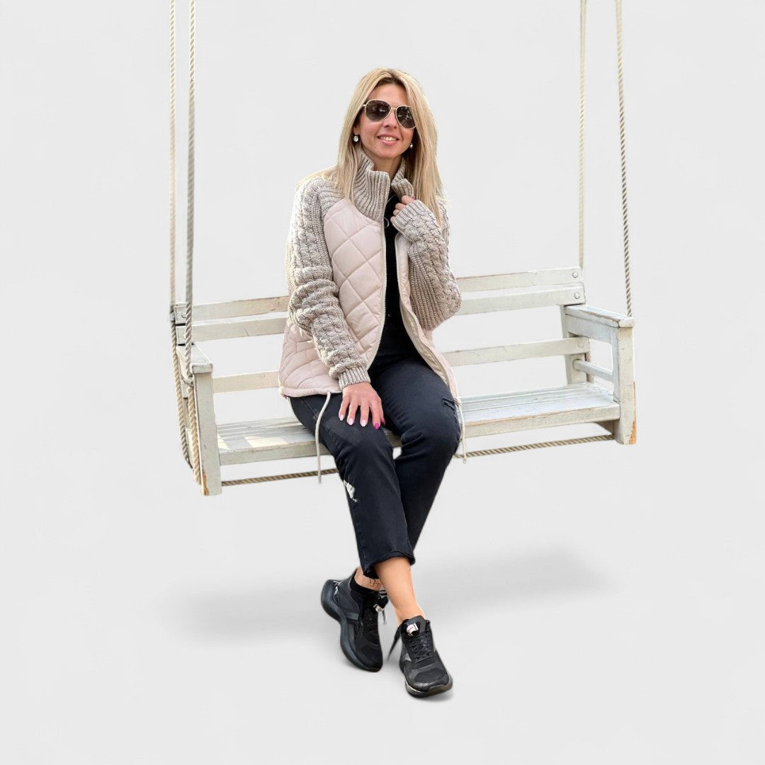 Nora - Dames patchwork gebreide jas
