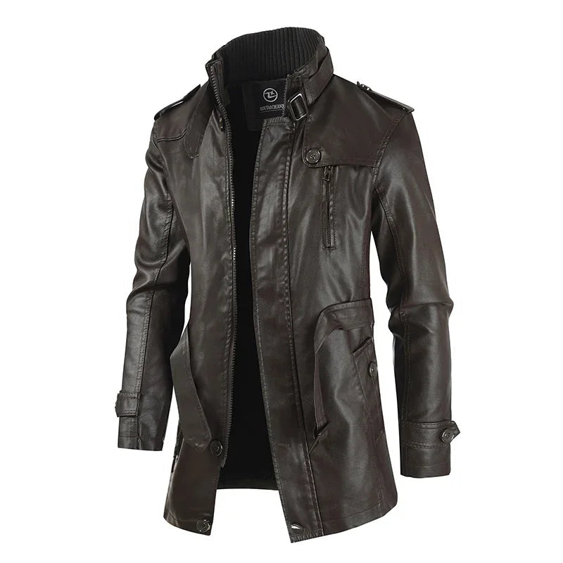 Lange Bikerjack in Elegante Leer