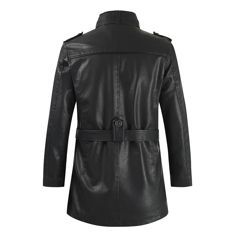 Lange Bikerjack in Elegante Leer