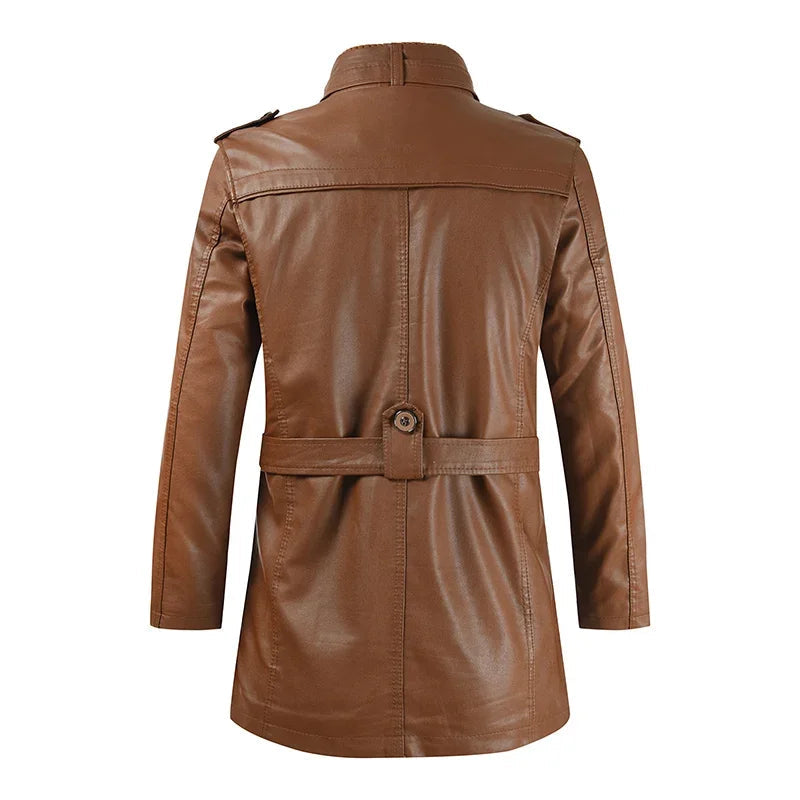 Lange Bikerjack in Elegante Leer