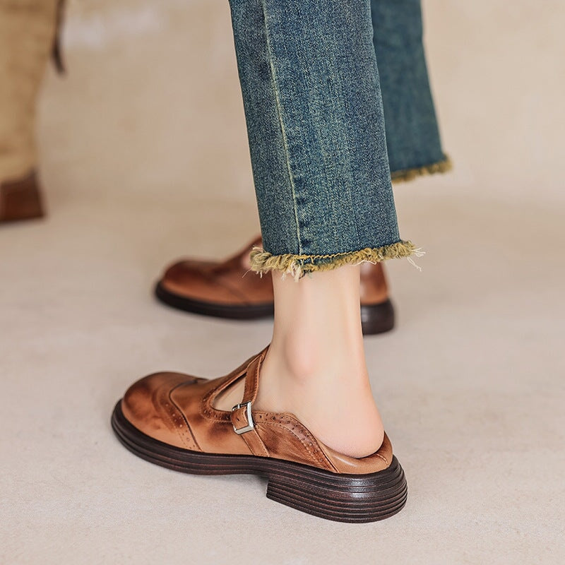 VELDA | Elegante Mary Janes van Leer