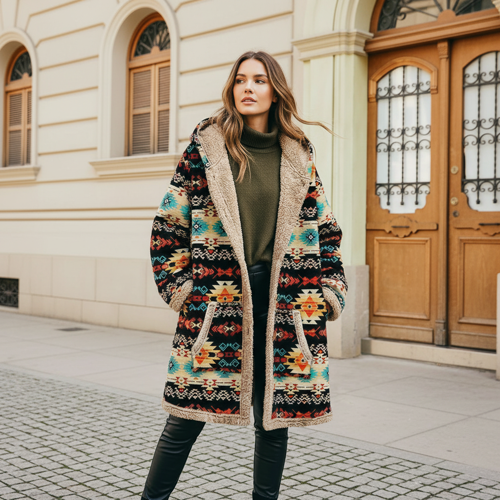 Zoe | Stijlvolle jas met geometrische print