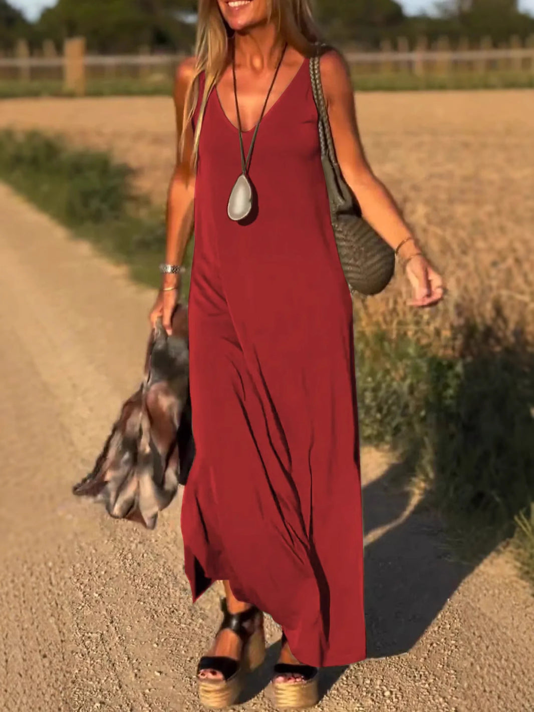 Evelyne - Elegante Lang Jumpsuit Zonder Mouwen