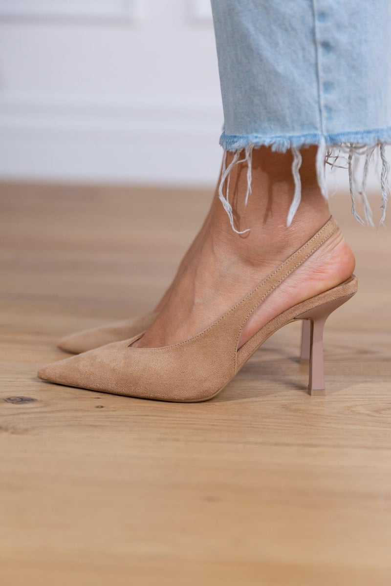 Claudia - Elegante nude slingback schoenen