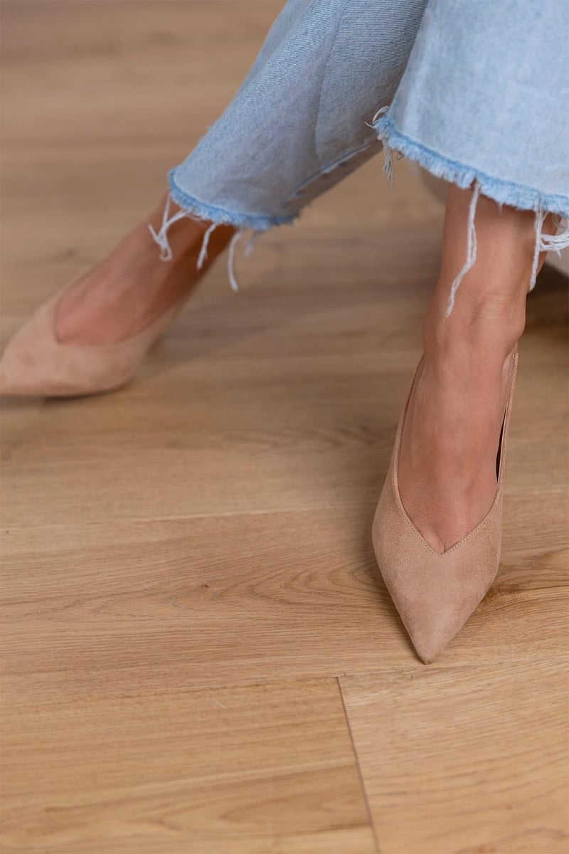 Claudia - Elegante nude slingback schoenen
