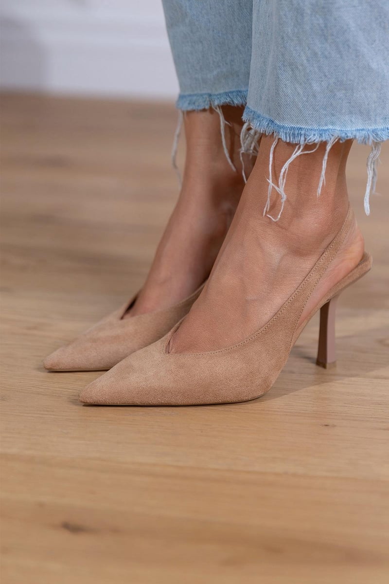 Claudia - Elegante nude slingback schoenen