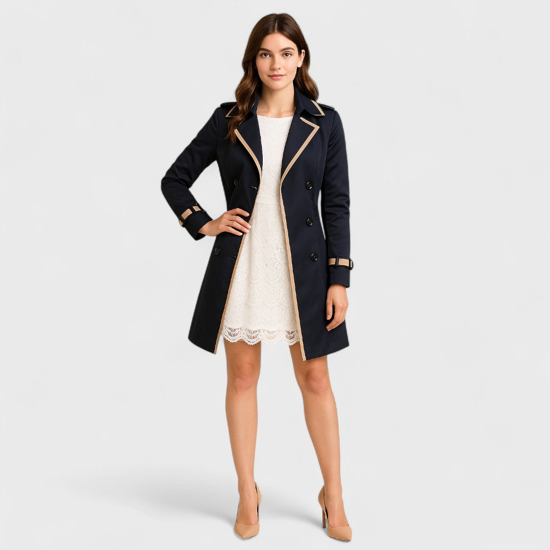 Maya - Dubbelzijdige trenchcoat met contrasterende afwerkingen