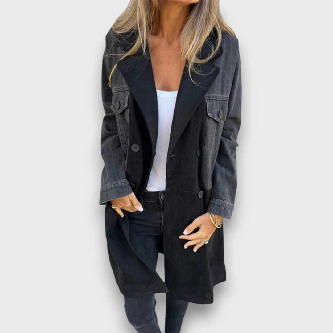 Ariana – Denim en Faux Suède Jas
