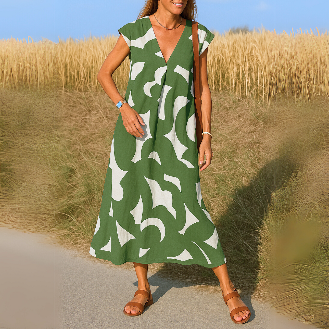 Valerie™ | Soepele V-Hals Jurk – Licht, Elegant en Altijd Flatterend