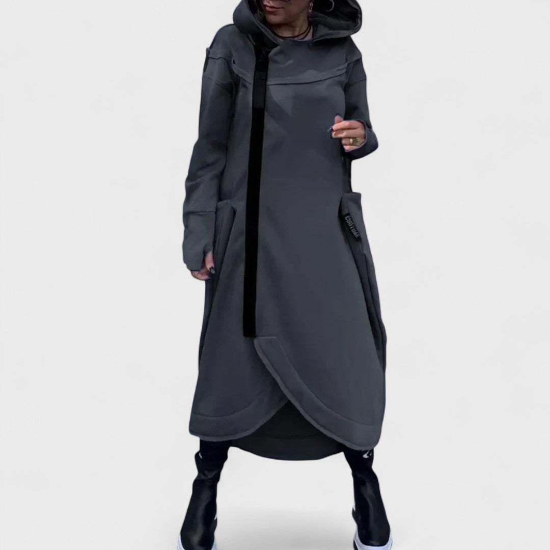 Mana - Lange hoodie met rits in licht en ademend materiaal
