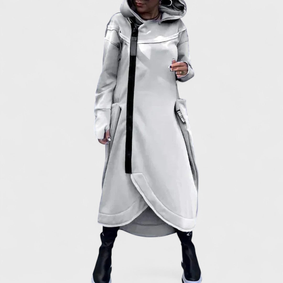 Mana - Lange hoodie met rits in licht en ademend materiaal