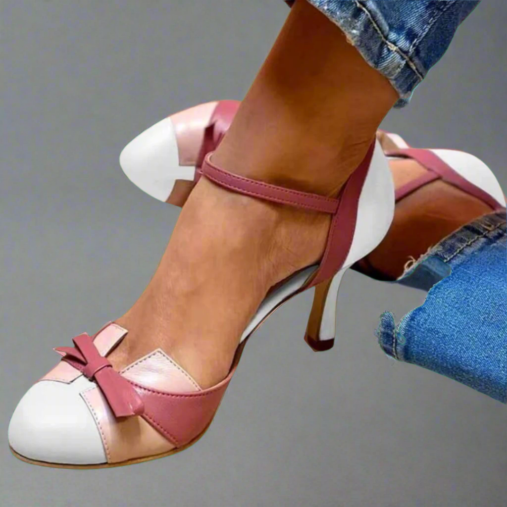 LUCINDA | Elegante kleurblok decolleté met mooi lintaccessoire