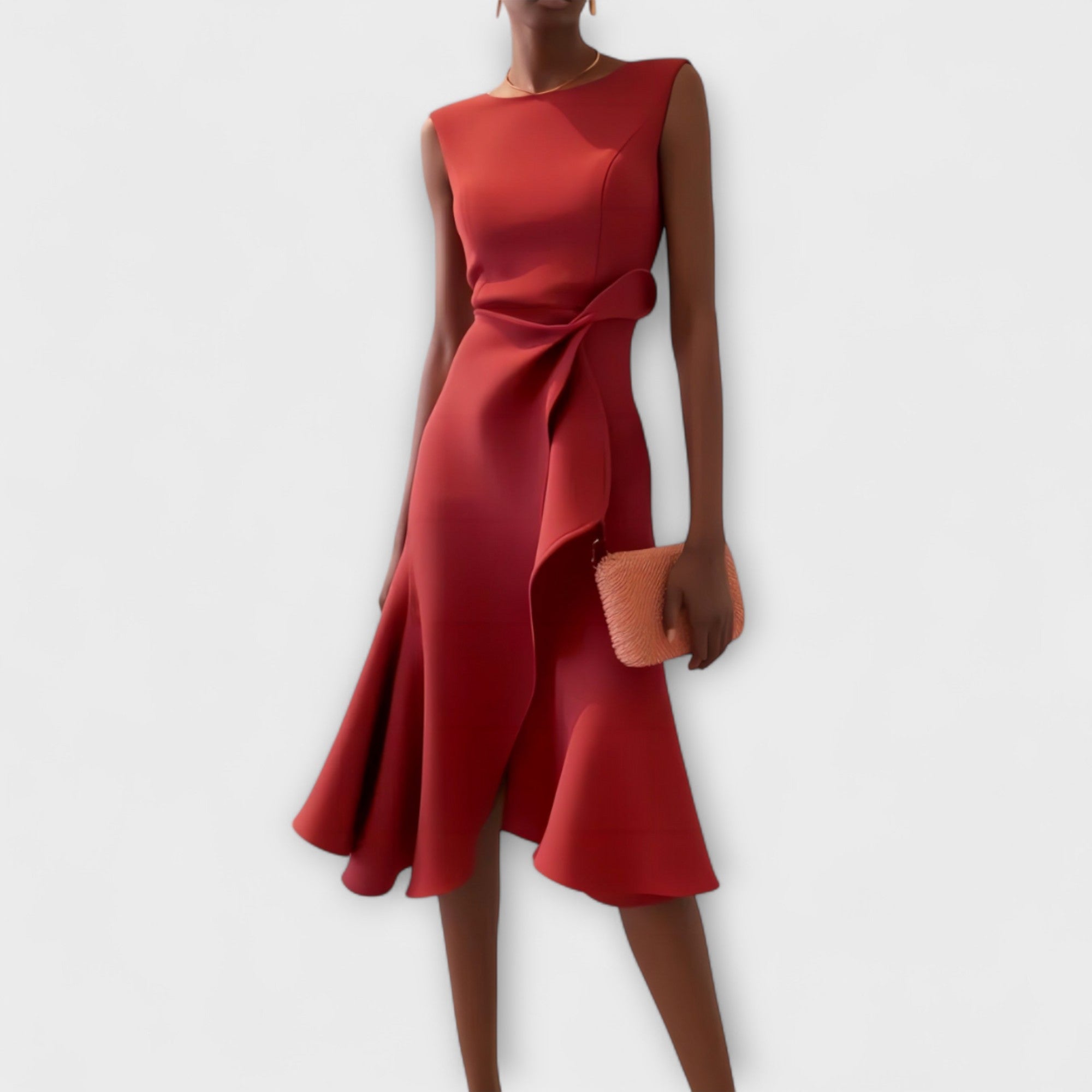 Ariane | Asymmetrische midi-jurk met elegante plooien