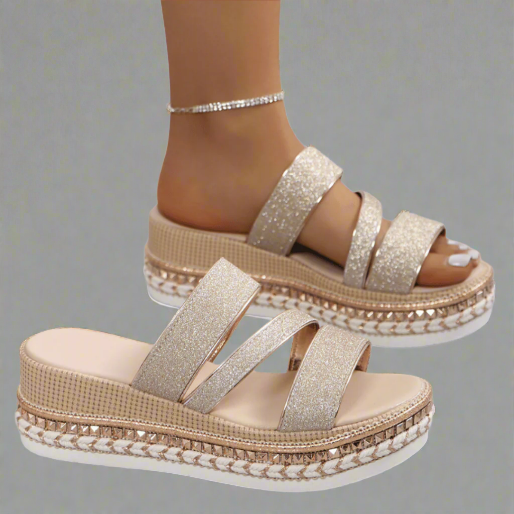 Helga | Comfortabele leren chunky sandalen in premiumstof