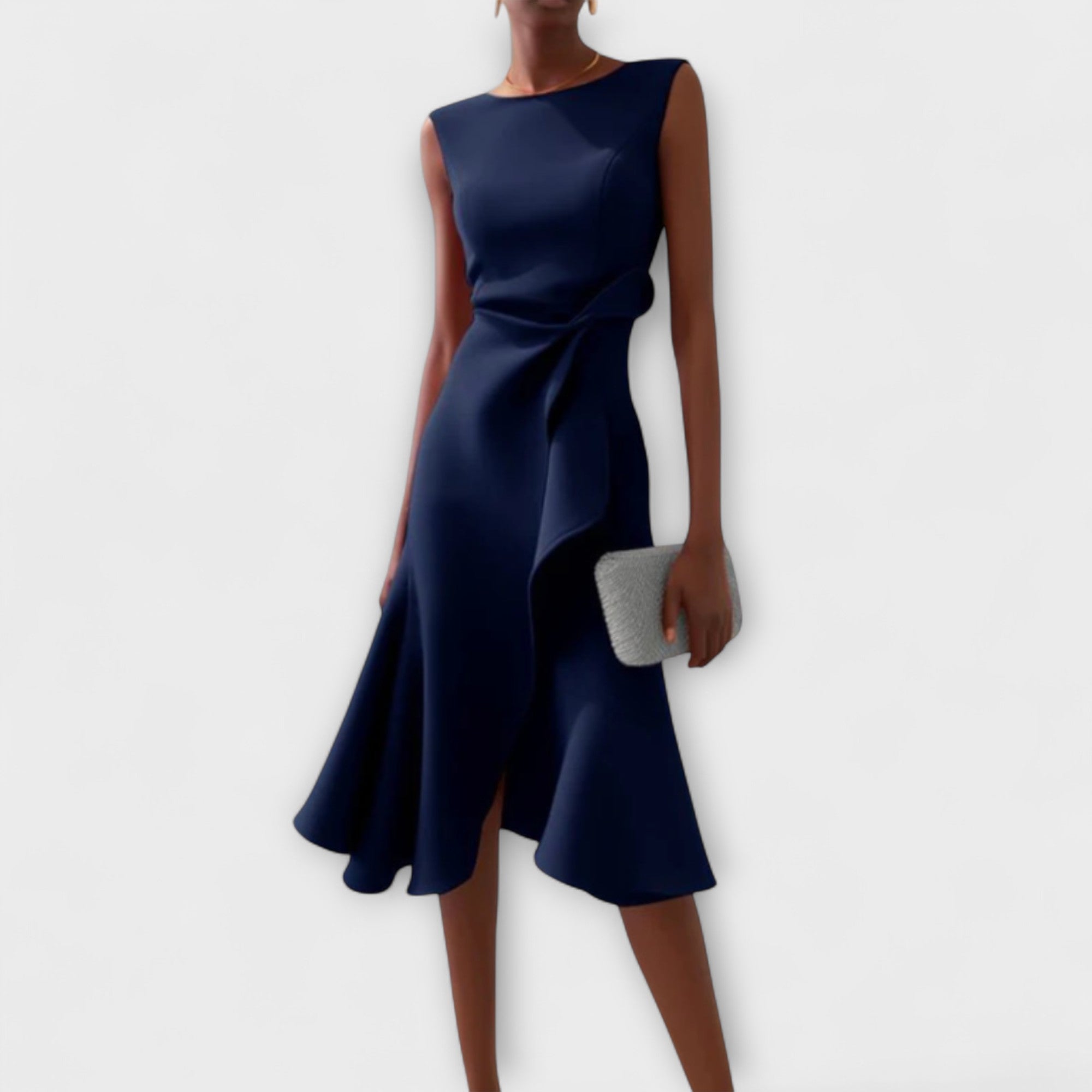 Ariane | Asymmetrische midi-jurk met elegante plooien