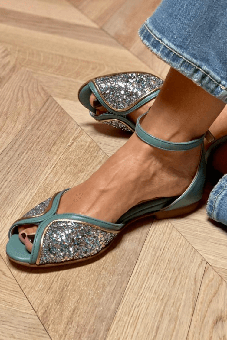 BRIGITTA | Elegante Lage Glitter Sandalen Perfect voor Elke Gelegenheid