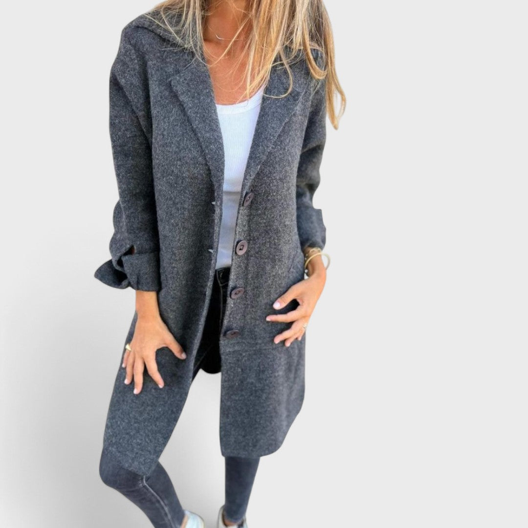Maila - Lange casual jas met revers